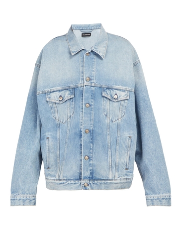 ÁO BALENCIAGA  Embroidered oversized denim jacket