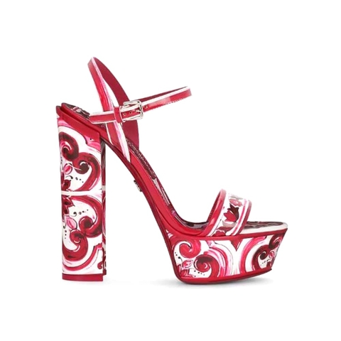 GUỐC Dolce Gabbana D&G Women Printed Polished Calfskin Platform Sandals
