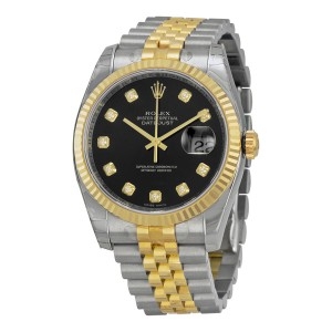 ĐỒNG HỒ ROLEX Oyster Perpetual Datejust 36 Black With 10 Diamonds Dial Stainless Steel