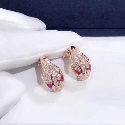 BÔNG TAI VÀNG HỒNG BVLGARI Serpenti 18k rose gold diamonds