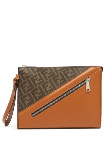 TÚI FENDI FF-print coated-canvas and leather pouch