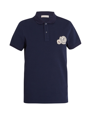 ÁO POLO MONCLER Logo-appliqué cotton-piqué polo shirt