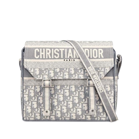 TÚI DIOR Diorcamp Bag Dior Oblique Embroidery-Silver