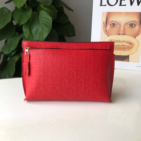 Túi LOEWE new embossed leather T-Pouch clutch Red