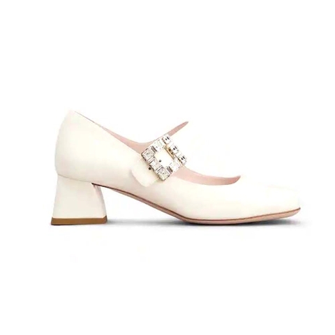 GIÀY Roger Vivier Women Très Vivier Rhinestone Buckle Babies Pumps-White