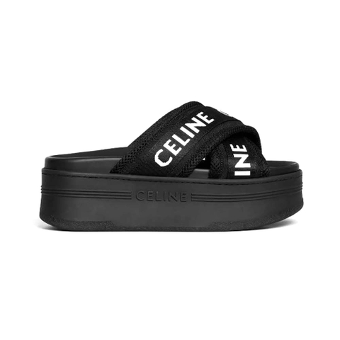 DÉP Celine Women Block Slide in Mesh & Textile with Celine Jacquard