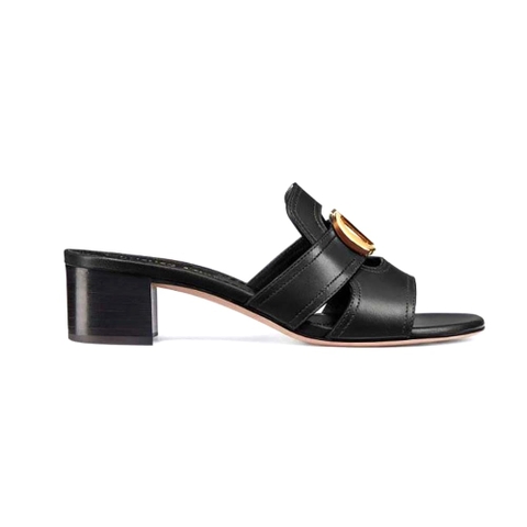 GUỐC Dior Women 30 Montaigne Heeled Slide Black Calfskin