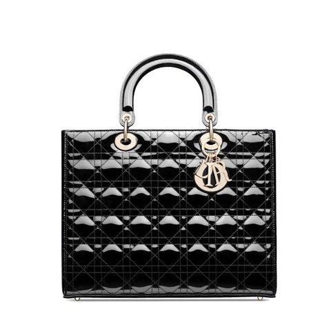 TÚI Dior Women Large Lady Dior Bag Black Patent Cannage Calfskin