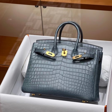 Túi Hermes Birkin Noir Niloticus 25CM Handmade khâu tay(Giá liên hệ)