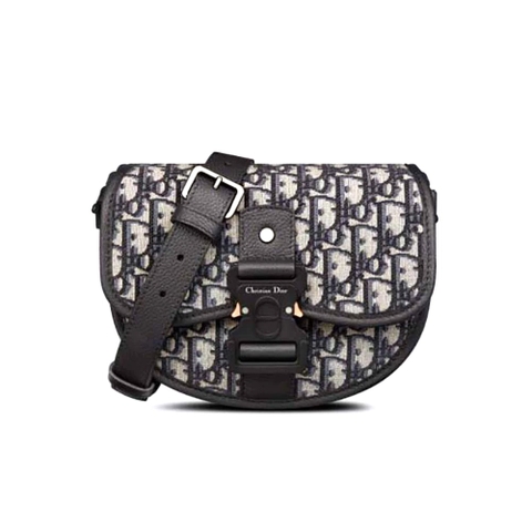 TÚI DIOR Gallop Messenger Bag Beige and Black Dior Oblique Jacquard and Black Grained Calfskin