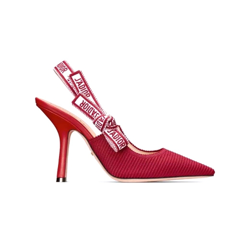 GIÀY Dior Women J’Adior Slingback Pump Cherry Red Embroidered Cotton