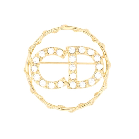 Cài áo Dior Clair D Lune Brooch Gold-Finish Metal and White Crystals