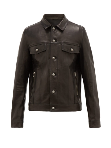 ÁO BALMAIN  Logo-print leather jacket