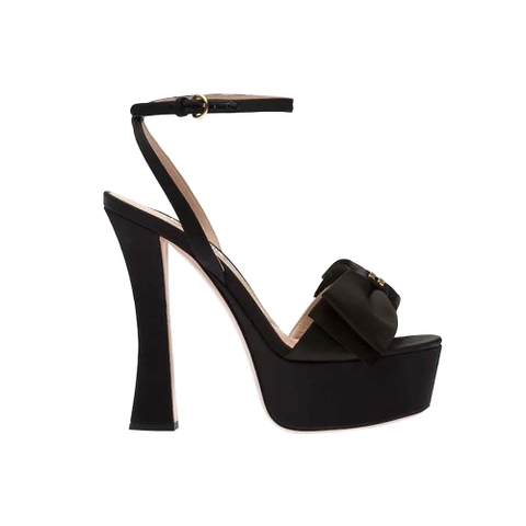 GIÀY Miu Miu Women Satin Platform Sandals in 135mm Heel Height-Black
