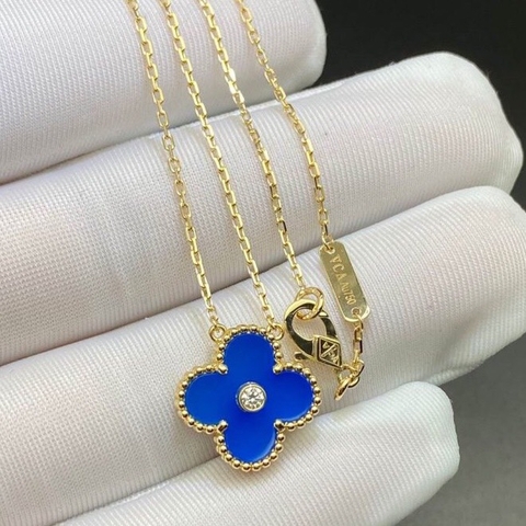 DÂY CHUYỀN VAN CLEEF & ARPELS ALHAMBRA TURQUOISE 15MM GOLD 18K YELLOW GOLD