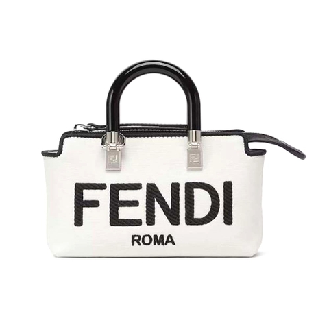 TÚI Fendi Women By The Way Mini White Canvas Small Boston Bag