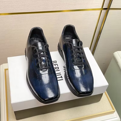 GIÀY BERLUTI Leather Blue Sneaker shoes