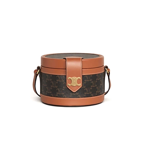 TÚI Celine Women Medium Tambour Bag in Triomphe Canvas