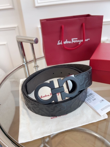 DÂY LƯNG Salvatore Ferragamo Adjustable Gancini Belt Khóa đen
