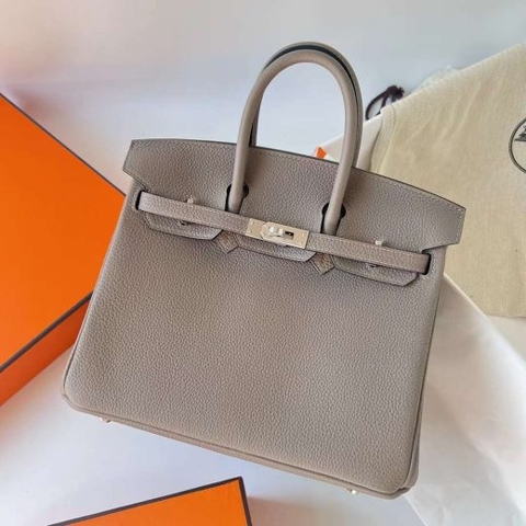 Túi Hermes Birkin Togo Griss Asphalte Silver Hardware Handmade khâu tay 25cm
