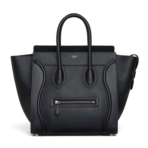 TÚI Celine Women Mini Luggage Handbag in Baby Drummed Calfskin-Black