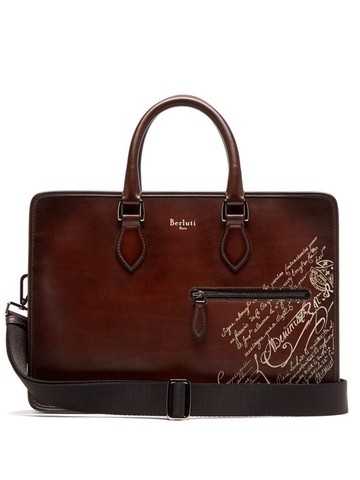 CẶP CÔNG SỞ BERLUTI  Un Jour scritto-detail Venezia leather briefcase