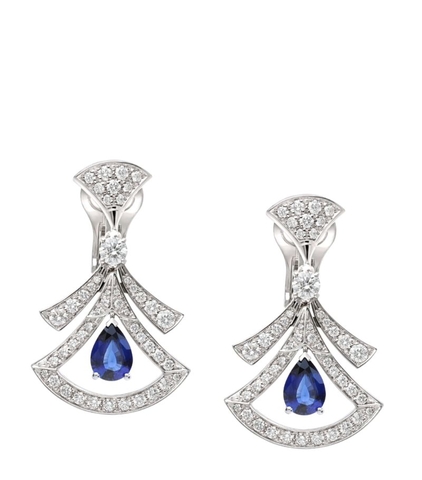 Bông tai BVLGARI White Gold, Diamond and Sapphire Divas’ Dream Openwork Earrings vàng trắng 18K