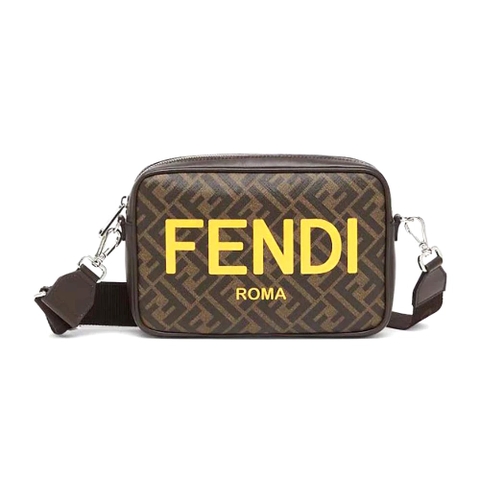 TÚI FENDI Men Camera Case Brown FF Fabric Bag
