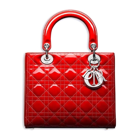 TÚI Dior Lady Dior Bag in Bright Patent Calfskin-Red
