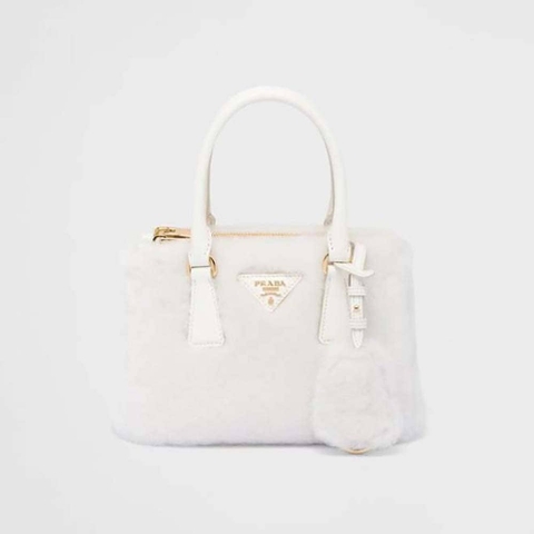 TÚI Prada Women Prada Galleria Shearling Mini-Bag-White
