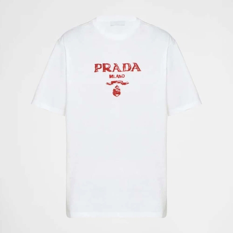 ÁO PRADA Men Classic Cotton Crew-Neck T-shirt-Red