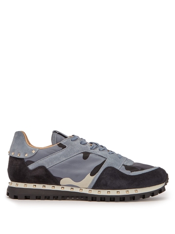 GIÀY VALENTINO  Rockrunner leather and suede low-top trainers