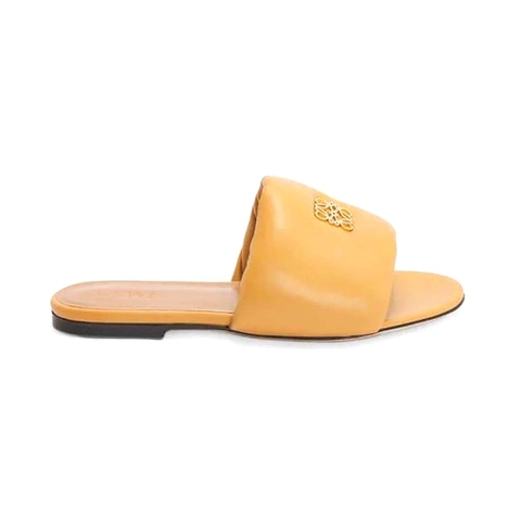 DÉP Loewe Women Anagram Padded Slide in Lambskin-Yellow