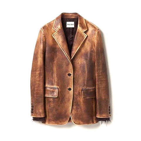 ÁO Miu Miu Women Nappa Leather Jacket with Hot-stamped Logo