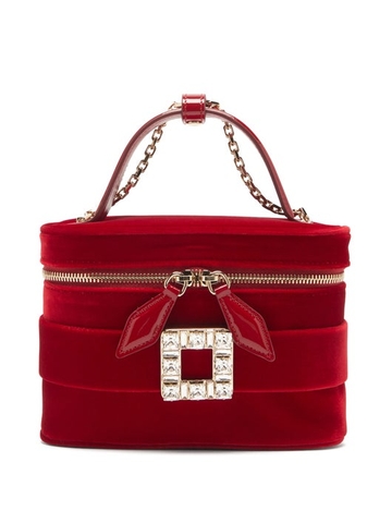 TÚI ROGER VIVIER Crystal-buckle velvet cross-body bag