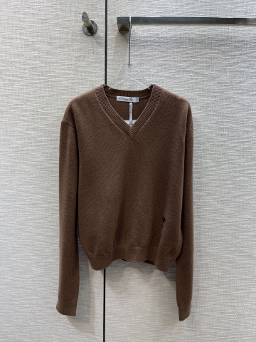 ÁO DIOR V-Neck Brown Sweater