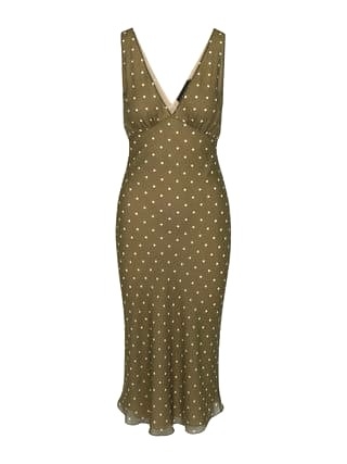 ĐẦM HAI DÂY REALISATION CHẤM BI V NECK LONG DRESS High Classy
