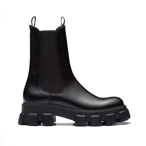 GIÀY Prada Unisex Monolith Brushed Leather Chelsea Boots