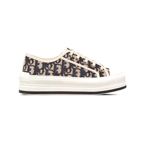 GIÀY Dior Women Walk’N’Dior Platform Sneaker Deep Blue Dior Oblique Embroidered Cotton