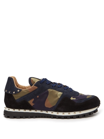 GIÀY VALENTINO Rockrunner suede and leather trainers