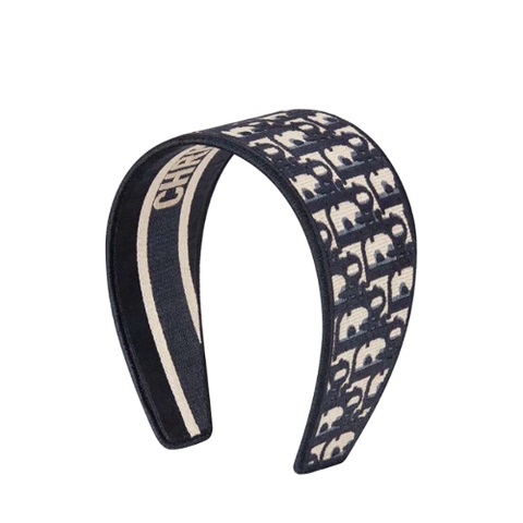 Bờm tóc Dior Women D-Oblique Headband Navy Cotton