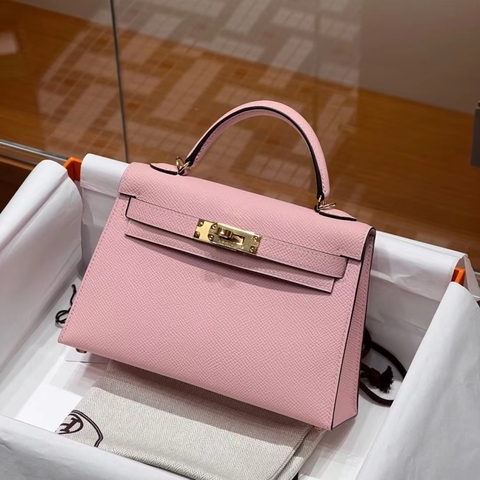 Túi Hermes Mini Kelly Sakura Epsom 19CM Handmade khâu tay(Giá liên hệ)