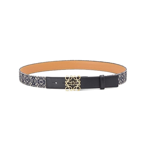 DÂY LƯNG Loewe Women Anagram Belt in Jacquard and Calfskin Black