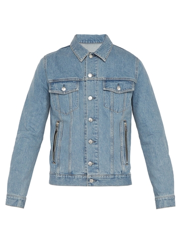 ÁO BALMAIN  Coin logo-embroidered denim jacket