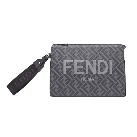 TÚI Fendi Men Clutch Pack Pouch in Black FF Fabric