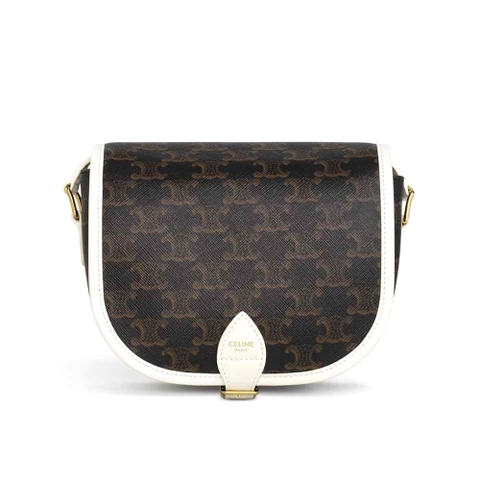 TÚI Celine Women Medium Folco Bag in Triomphe Canvas-White