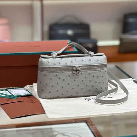 TÚI Loro Piana Women Extra Pocket L27 in Ostrich Leather Elephant da đà điểu(Gía Liên Hệ)