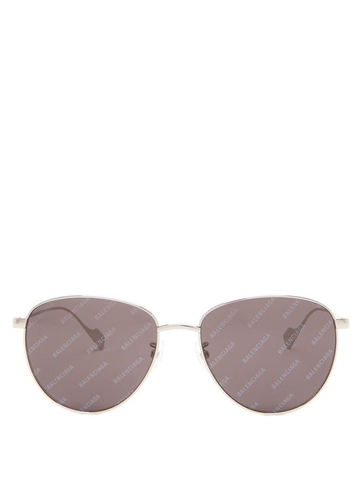 KÍNH BALENCIAGA Logo-print round metal sunglasses