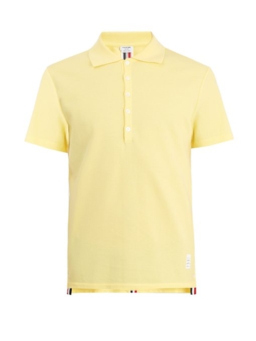 ÁO POLO THOM BROWNE  Striped-detail cotton-piqué polo shirt