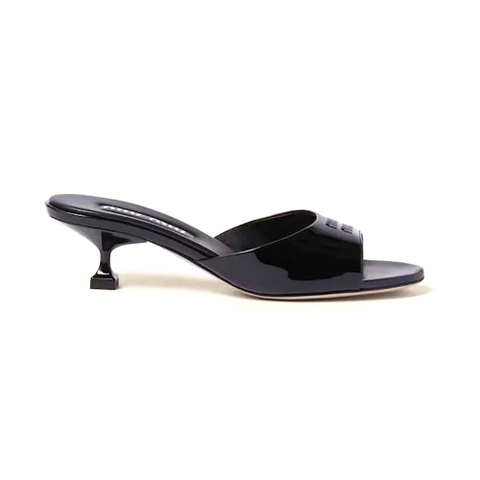 GUỐC Miu Miu Women Patent Leather Sandals in 45 mm Heel Height-Black